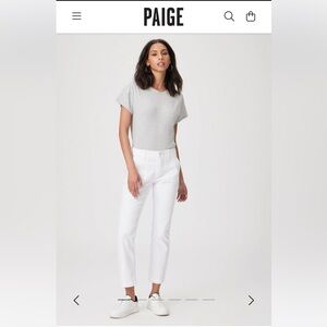 NWT $225 PAIGE Mayslie White Straight Ankle Stretch Denim jeans women 31